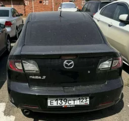 Легковой автомобиль, марка – Mazda 3, год выпуска – 2008г, VIN – JMZBK12F581738858, цвет – черный