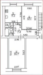 Квартира 49.2 м² Санкт-Петербург, п. Шушары, ш. Московское, д. 272, литера А, кв. 27