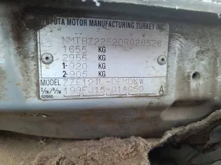 Toyota Corolla 2003 года, 79 лс, 534000 км, VIN NMTBZ22E20R028526