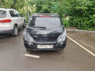 Nissan Tiida 2008 года, Ниссан Тиида 1.6 Elegance. Государственный регистрационный номер Н991ХР190, VIN 3N1FCAC11UL453582. Номер двигателя 032774В, объем 1598 см³, черный цвет, снаряженная масса 1300 кг.