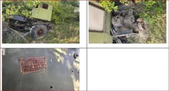 Грейдер прицепной СД-105, заводской номер 7336. Каток дорожный ДУ-93. Кабина от автомобиля КРАЗ 256 Б1, государственный регистрационный номер К328ТХ75. Автомашина ЗИЛ ММЗ-554, государственный регистрационный номер 8828ЧТП. КАМАЗ (рама). КДМ, рама. Автобус ПАЗ-3205 (снят с учета). Кузов КАМАЗ. Бочка…