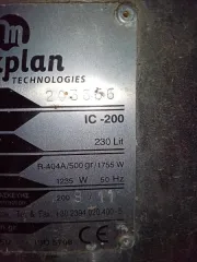 Milkplan IC-200 охладитель молока, 2008 г.в., на 200 л, инвентарный номер 110104000000095, заводской номер 203666, находится в удовлетворительном состоянии, отсутствует верхняя крышка, б/у, вид оборудования: охладитель молока «Milkplan IC-200», марка: «Milkplan IC-200», модель: «Milkplan IC-200»