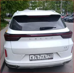 Exeed LX 2023 года выпуска, идентификационный номер LVTDB21B3PE056288, номер кузова LVTDB21B3PE056288, цвет кузова белый, номер двигателя CUPJ01049, рабочий объем 1498 см³, мощность 108 кВт, экологический класс шестой.