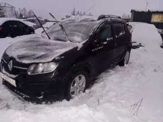 Renault Sandero 2016 года выпуска, цвет кузова черный. VIN: X7L5SRAT655031300, государственный номер М127СУ29. Модель Sandero, марка Renault, вид транспорта легковой.