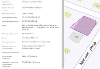 Нежилое здание - Офисное здание, общей площадью 587,1 кв.м, инв. №1151, лит. А, кадастровый № 07:07:0500000:5282, расположенное по адресу: Кабардино-Балкарская Республика, р-н Урванский, г. Нарткала, ул. Красная, д. 68; Земельный участок, общей площадью 657 кв.м, кадастровый № 07:07:0500033:50…