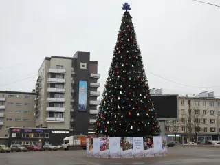 Новогодние украшения и ель искусственная: ель искусственная - 1 шт., ограждение - 1 шт., новогоднее украшение тип 1 (шар) - 192 шт., новогоднее украшение тип 2 (колокольчик) - 107 шт., новогоднее украшение тип 3 (макушка) - 1 шт.
