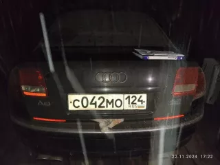 Д-к: Анциферов М.А. Лот: Легк. а/м. AUDI A8L, 2004г.в., г/н C042MO124, VIN WAUZZZ4E65N009154, цвет черный. Адрес: Красноярский край, г. Канск, ул. Москвина, д. 20 (гараж возле дома). П-е: 705. С-к: Анциферов М.А. 
Вид транспорта: Легковой а/м 
Год выпуска: 2004 
Государственный регистрационный…