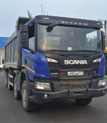 Грузовой самосвал SCANIA P8X400, синий, 2020, 117 477 км, 12 МТ  441 л. с. , дизель, задний, VIN X8UP8X40005588892, Ставропольский край, г. Невинномыск, ограничения и обременения: отсутствует ПТС, зарегистрирован за должником Банка, перерегистрация автомобиля на нового владельца будет осуществлена…