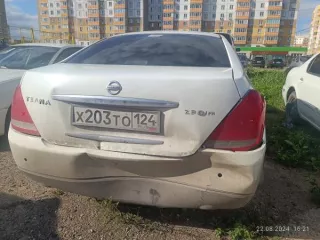 Легковой автомобиль седан Nissan Teana, 2003 г.в, г/н Х203ТО124, VIN отсутствует, модель, номер двигателя VQ23 0216998A, номер кузова J31021342, цвет белый. Рабочее состояние не проверялось, имеет вмятину на заднем бампере. Обременения: залог, запреты судебного пристава-исполнителя на…