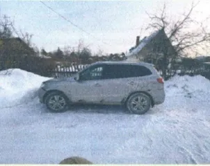 Хендэ Санта Фе 2010 года, серый. VIN: KMHSJ81XDBU653424, номер: Т416ХМ55. Мощность двигателя 144,9 л.с. (197 кВт), разрешенная максимальная масса 2345 кг, масса без нагрузки 1890 кг