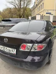 Mazda 6 2005 года, 147 лс, 282000 км, АКПП. Автомобиль Mazda 6, 2005 года выпуска, цвет баклажанный, VIN JMZGG12F761619953. Технически неисправен.