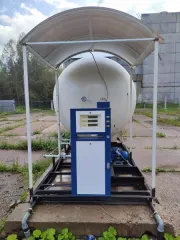 Оборудование для заправки автомобилей сжиженными газами типа ТС «СТК-МОДУЛЬ НО». Модуль для заправки автомобилей сжиженным газом ТС «СТК-Модуль НО» с надземным одностенным резервуаром СУГ объёмом 20 м³, заводской номер 01-08-22. Изготовлен в соответствии с ТУ 73.11.00-001-41829302-2019 и…