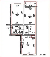 Двухкомнатная квартира 49.7 кв.м на Чарушинской улице, д.22, корп. 1, стр. 1, кв. 442 в Санкт-Петербурге, МО Полюстрово. Кадастровый номер 78:11:0005606:12082.