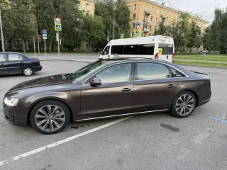 Audi A8 L 2014. Автомобиль марки Audi модель A8 L 2014 г.в. VIN-номер WAUZZZ4H2EN012935. Ознакомление с перечнем и характеристиками имущества проводится каждую среду с 10 (мск.) до 12 (мск.) по адресу: г.Москва, ул.Молодогвардейская, д.25к1, по предварительному согласованию по телефону: 89996240962.