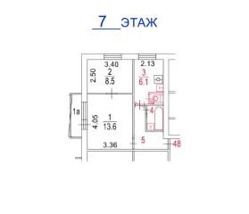 Жилое помещение 36 кв. м, Москва по адресу: г. Москва, ул. Маломосковская, д. 27, кв. 48, этаж 7, кадастровый номер: 77:02:0023010:1101.