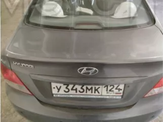 Автомобиль HYUNDAI SOLARIS , год выпуска 2013,  VIN:Z94CT41CBDR252998, Мощность двигателя 107  78,7 , цвет:черно серый, гос. номер У343МК24