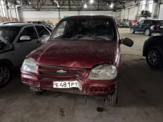 Chevrolet Niva 2008 года, госномер Е481РТ18. VIN: X9L21230080249836. Объем двигателя 1690 см³, мощность 79.6 л.с. Автомобиль после ДТП: поврежден передний бампер, решетка радиатора, капот, правая пассажирская дверь, правая фара сломана, отсутствует боковое зеркало заднего вида с пассажирской…