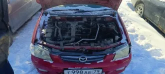 Mazda Demio, 2002, г/н Т998АЕ79, по карточке тс № кузова DW3W732487, цвет красный, не на ходу (отсутствует аккумулятор), 1 штука. Модель: Мазда. Год выпуска: 1111. Марка: Демио. VIN номер: 0. Назначение: pryamie. Вид транспорта: легковой.