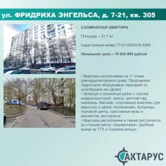 Квартира по адресу: г. Москва, вн.тер.г. муниципальный округ Басманный, ул. Фридриха Энгельса, д. 7-21, кв. 305, к.н. 77:01:0003016:3088, пл. 51,7 кв.м. Квартира по адресу: г. Москва, вн.тер.г. муниципальный округ Басманный, ул. Фридриха Энгельса, д. 7-21, кв. 305, к.н. 77:01:0003016:3088, пл. 51,7…